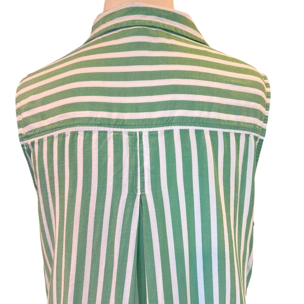 Beach Lunch Lounge Sleeveless Collared Button Down Striped Lightweight Tunic - Picture 6 of 11